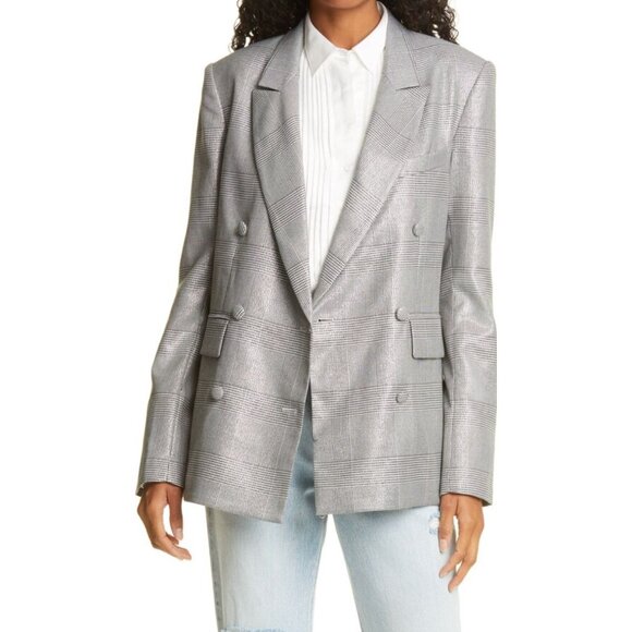 RTA Clark Oversized Double Breasted Houndstooth Blazer Purple Womens Size S - Picture 2 of 11